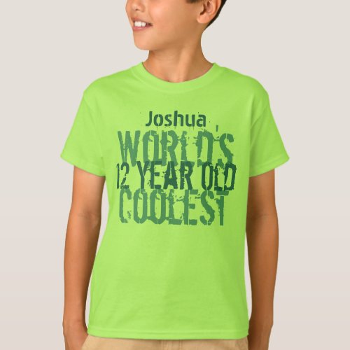 12th Birthday Gift Worlds Coolest 12 Year Old Boy T_Shirt