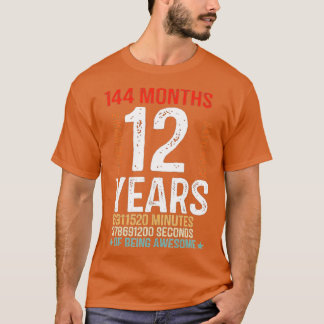12th Birthday Gifts 12 Years Old 144 Months Retro  T-Shirt