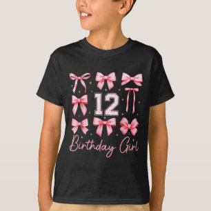 12th Birthday Girl Coquette Bow Floral Toile 12 Ye T-Shirt