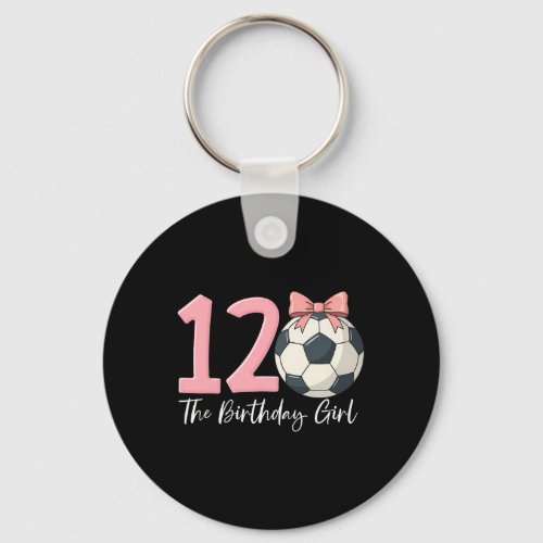 12th Birthday Girl Soccer Ll Coquette Pink 12 Keychain