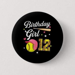 12th Birthday Girl Softll Twelfth Bday 12 Twelve Y Button