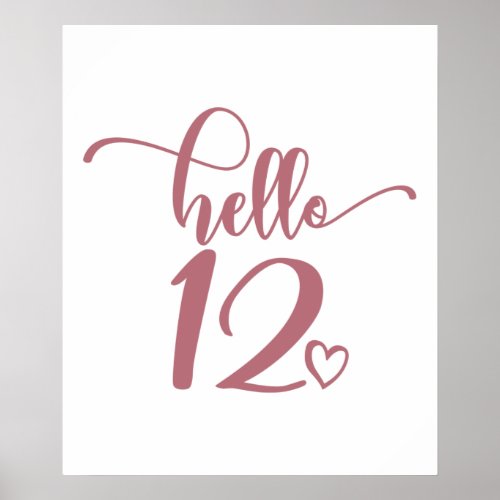 12th Birthday Girls Hello 12 Cute 12 Years Twelve Poster