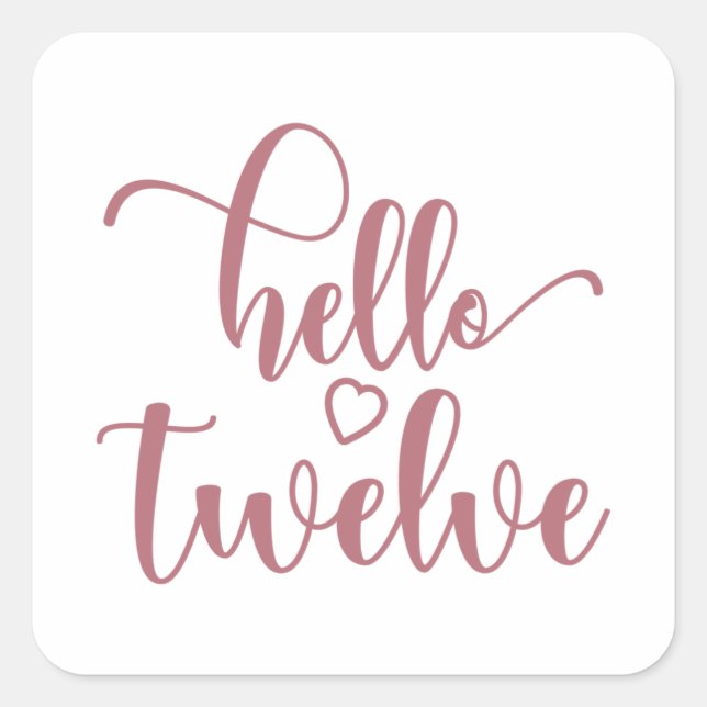 12th Birthday Girls Hello 12 Cute 12 Years Twelve Square Sticker (Front)