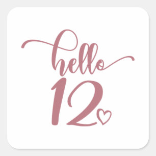 12th Birthday Girls Hello 12 Cute 12 Years Twelve Square Sticker