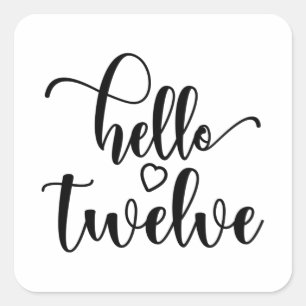 12th Birthday Girls Hello 12 Cute 12 Years Twelve Square Sticker