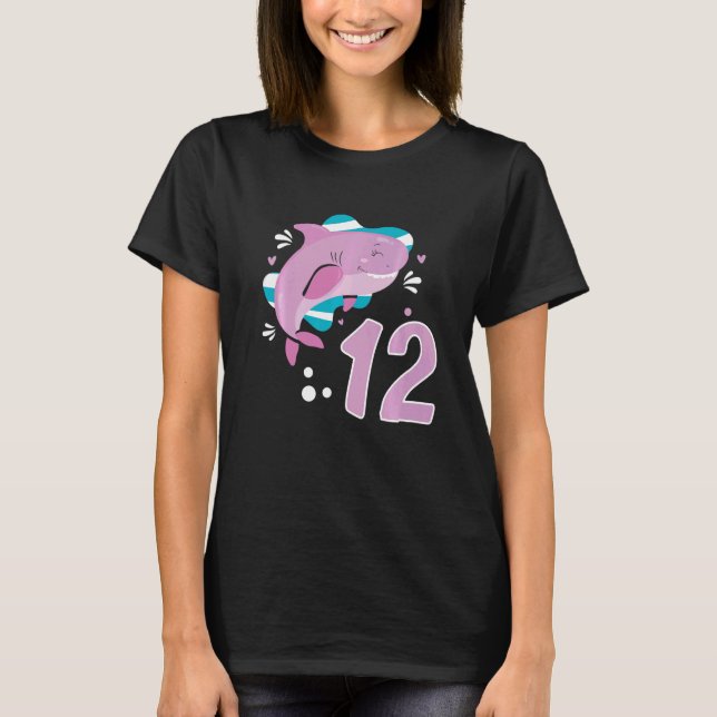 12th Birthday Girls Shark 12 years Old Ocean Shark T-Shirt (Front)