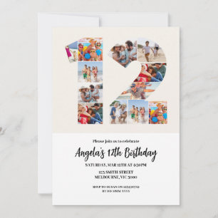 12th Birthday Invitation - Number 12