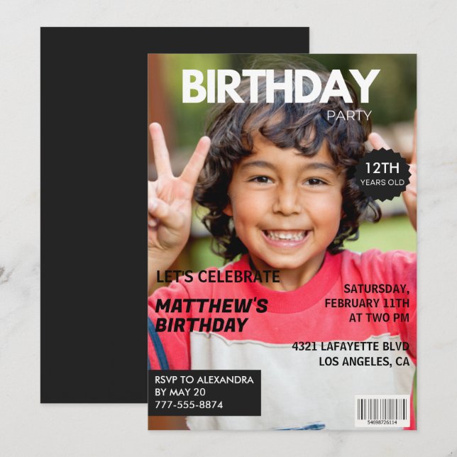 12th birthday invitations for him Magazine Cover (Front/Back)