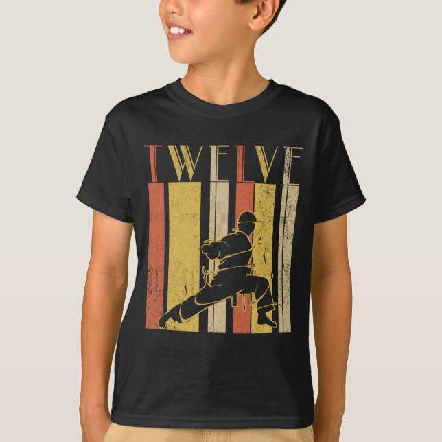 12th Birthday Karate Retro Taekwondo  Martial Arts T-Shirt (Front)