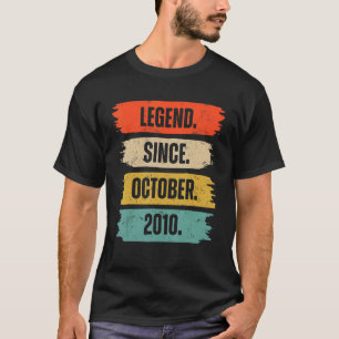 12th Birthday  Legend Since October 2010 12 Years  T-Shirt