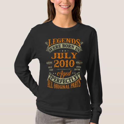 12th Birthday  Legends Born In July 2010 12 Years  T_Shirt