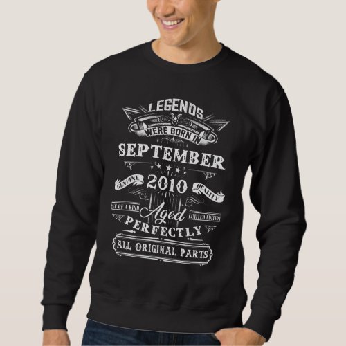 12th Birthday  Legends Born In September 2010 12 Y Sweatshirt