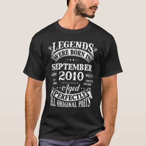 12th Birthday  Legends Born In September 2010 12 Y T_Shirt