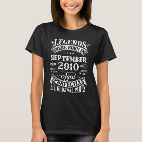 12th Birthday  Legends Born In September 2010 12 Y T_Shirt