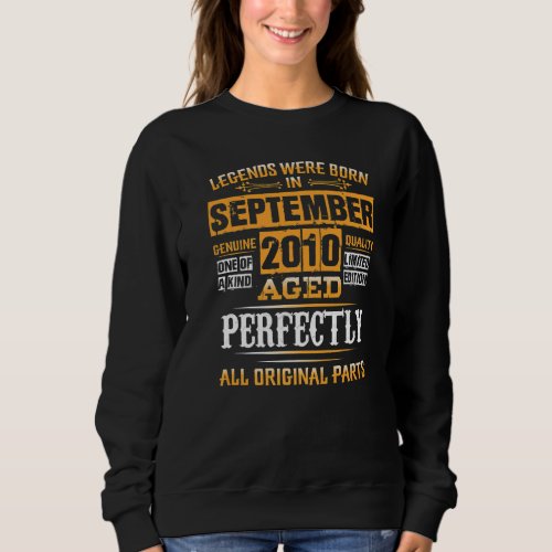 12th Birthday Legends Born In September 2010 12 Yr Sweatshirt