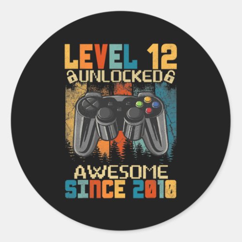 12th Birthday Level 12 Unlocked Awesome 2010 Classic Round Sticker