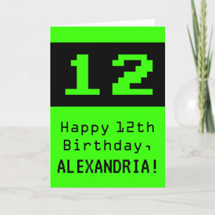 12th Birthday: Nerdy / Geeky Style "12" and Name Card