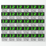 [ Thumbnail: 12th Birthday - Nerdy / Geeky Style "12" and Name Wrapping Paper ]