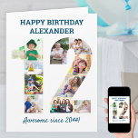 12th Birthday Number 12 Blue Photo Collage Card<br><div class="desc">Personalized 12th Birthday Card with photo collage in the shape of the number 12. The template is set up for you to add your pictures, which will be displayed in a portrait, landscape and square formats to give you plenty of lessons in your favorite photos. You can also edit the...</div>