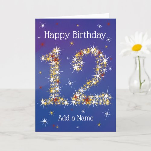 12th Birthday _ Number 12 in Stars _ Blue _ Age 12 Card
