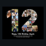 12th Birthday Number 12 Photo Collage Gift Poster<br><div class="desc">Mark years of wonderful memories and adventures with this captivating 12th Birthday Number Photo Collage. This customizable template is the perfect blend of creativity and sentiment, allowing you to create a truly memorable and personalized gift for your loved one's special day. Capture the essence of incredible years in a single...</div>