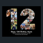 12th Birthday Number 12 Photo Collage Gift Poster<br><div class="desc">Mark years of wonderful memories and adventures with this captivating 12th Birthday Number Photo Collage. This customizable template is the perfect blend of creativity and sentiment, allowing you to create a truly memorable and personalized gift for your loved one's special day. Capture the essence of incredible years in a single...</div>