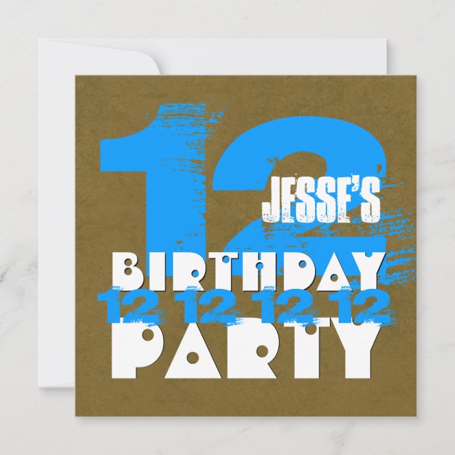 12th Birthday Party 12 Year Old Grunge Z12A Invitation (Front)