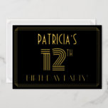 [ Thumbnail: 12th Birthday Party — Art Deco Style “12” + Name Invitation ]