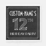 [ Thumbnail: 12th Birthday Party: Art Deco Style + Custom Name Napkins ]