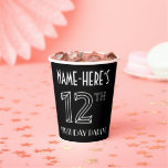 [ Thumbnail: 12th Birthday Party: Art Deco Style + Custom Name Paper Cups ]