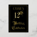 [ Thumbnail: 12th Birthday Party — Fancy Script & Custom Name Invitation ]