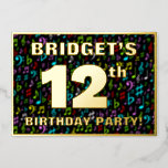 [ Thumbnail: 12th Birthday Party — Fun, Colorful Music Symbols Invitation ]