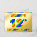 [ Thumbnail: 12th Birthday Party — Fun, Rainbow Spectrum “12” Invitation ]