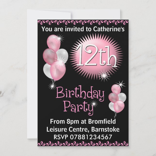 12th Birthday Party Invitation (Front)