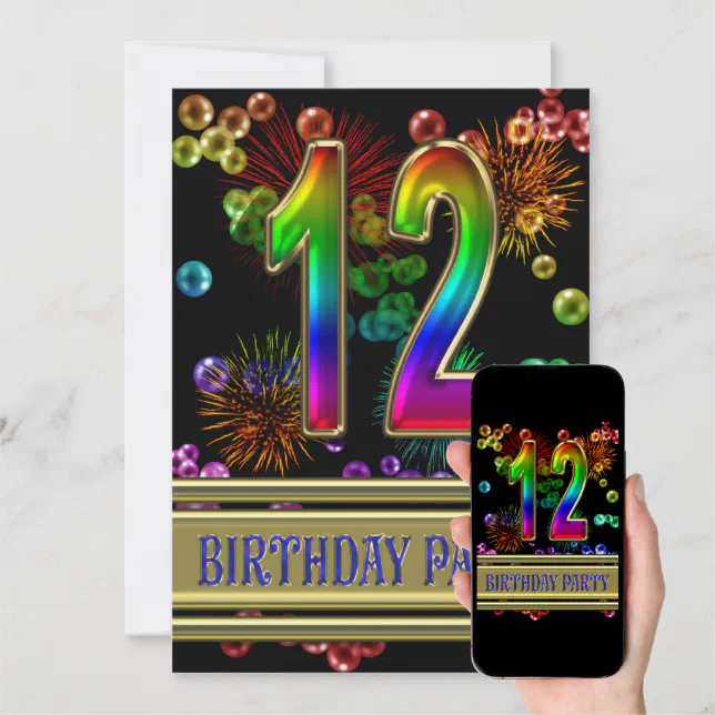 12th Birthday party Invitation with bubbles Zazzle