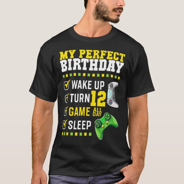 12th Birthday Party Perfect For Gamer 12 Years Old T-Shirt (Front)