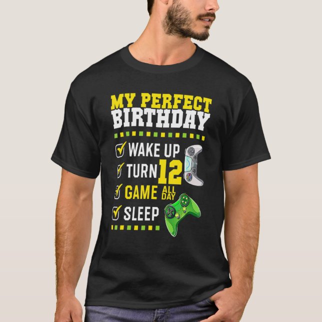 12th Birthday Party Perfect For Gamer 12 Years Old T-Shirt (Front)