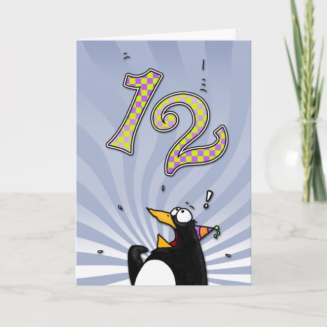 12th Birthday - Penguin Surprise Card (Front)