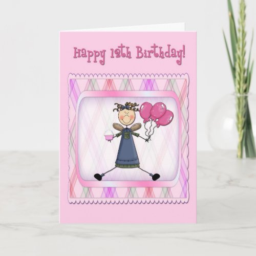 12th Birthday Pink Angel Card