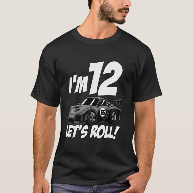12th Birthday  Race Car Driver Boys 12 Years Old T-Shirt (Front)