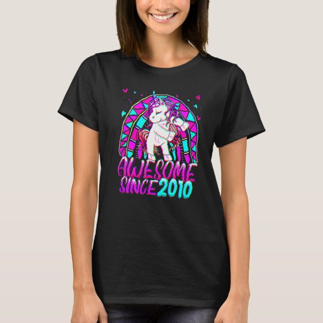 12th Birthday Rainbow 12 Year Old Flossing Unicorn T-Shirt (Front)