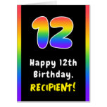 [ Thumbnail: 12th Birthday: Rainbow Spectrum # 12, Custom Name Card ]