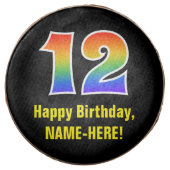 12th Birthday - Rainbow Spectrum Pattern Number 12 Chocolate Covered Oreo (Front)