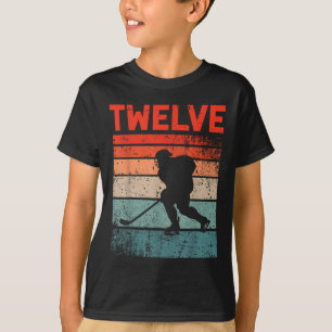 12th Birthday Retro Ice Hockey 12 Years Old Boy Gi T-Shirt