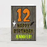 [ Thumbnail: 12th Birthday: Spooky Halloween Theme, Custom Name Card ]