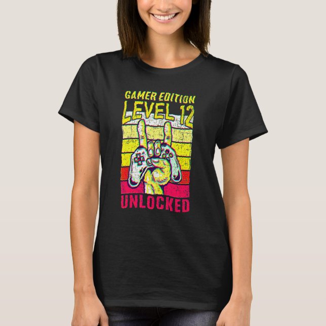 12th Birthday Video Gamer Edition Level 13 Unlocke T-Shirt (Front)