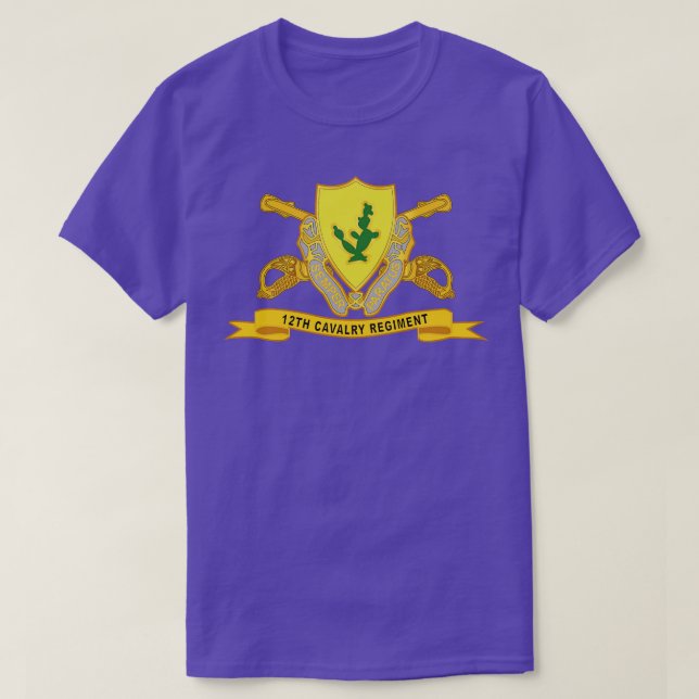 12th Cavalry Regiment w Br Ribbon T-Shirt (Design Front)