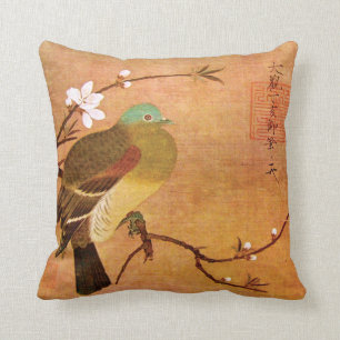 12th Century Dynasty Bird on a Peach Branch Throw Pillow