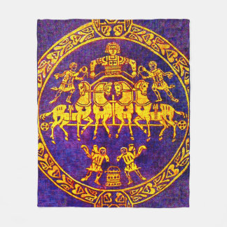 12th century medieval horseman and soldiers print fleece blanket