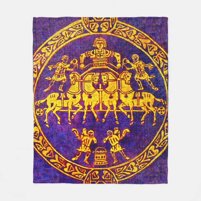 12th century medieval horseman and soldiers print fleece blanket (Front)